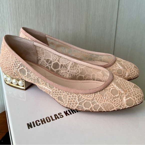 Nicholas Kirkwood Pearl Blush Lace Flats - Picture 1 of 10